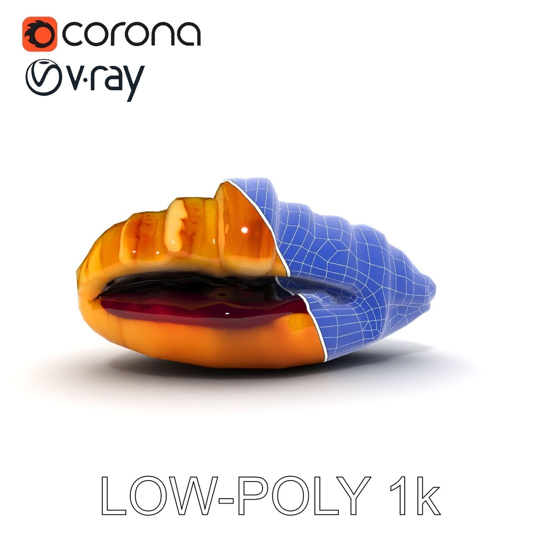 Delicious Croissant 3D Model – Low Poly PBR Asset for Games, FBX - View 29
