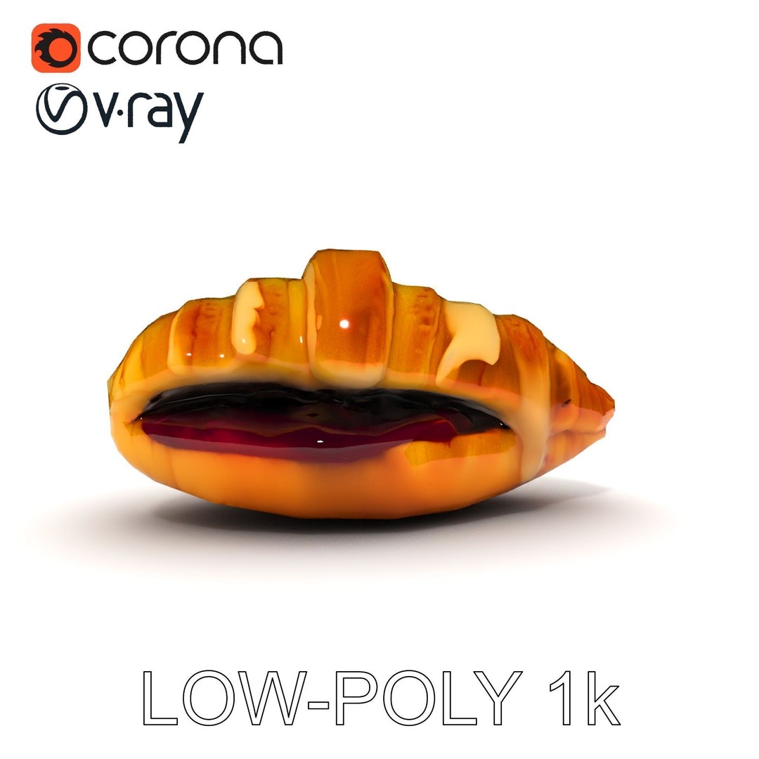 Delicious Croissant 3D Model – Low Poly PBR Asset for Games, FBX - View 32