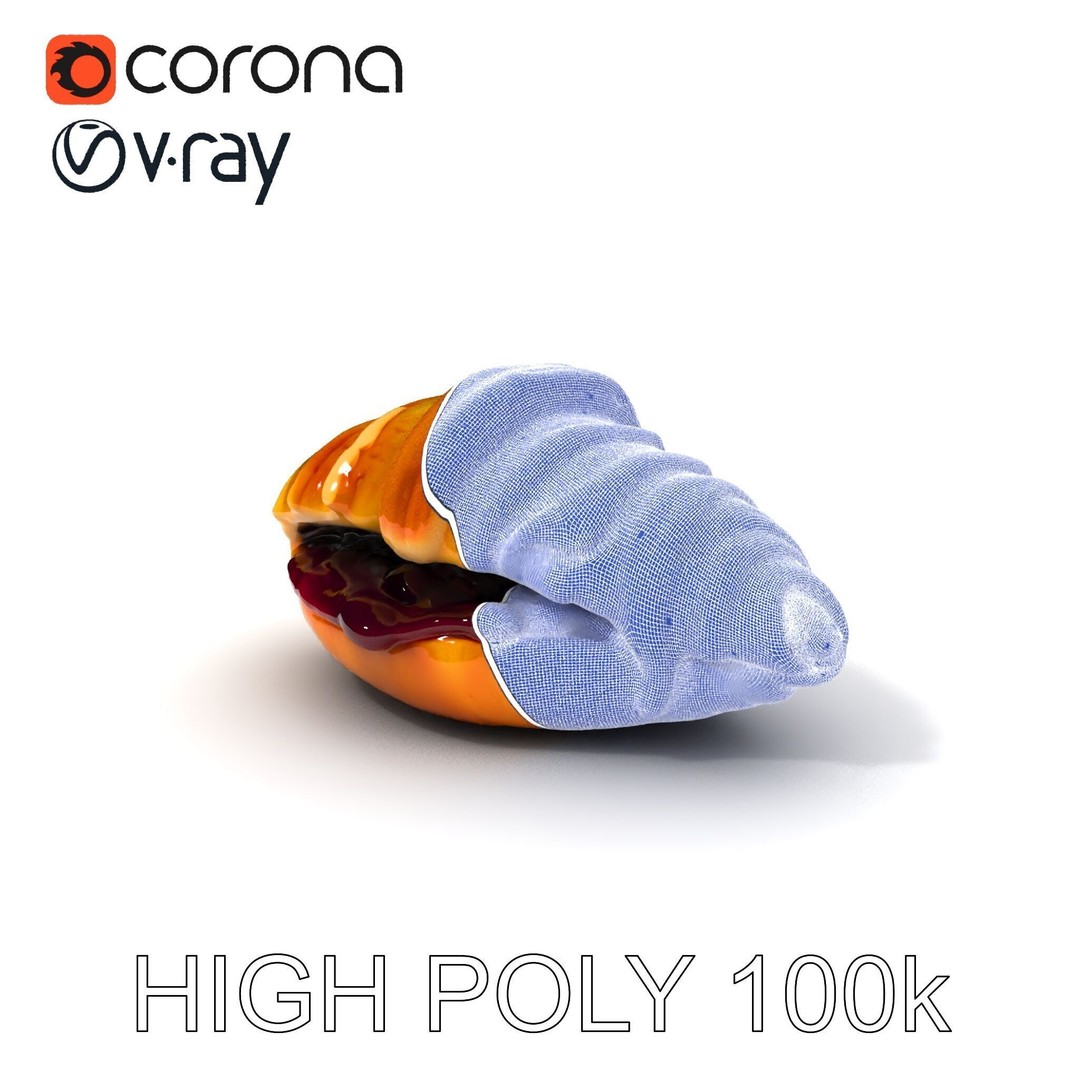 Delicious Croissant 3D Model – Low Poly PBR Asset for Games, FBX - View 4