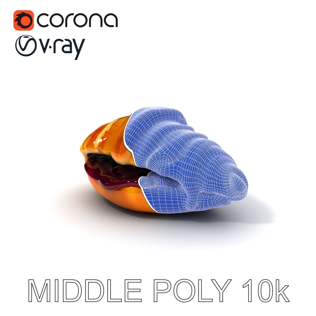 Delicious Croissant 3D Model – Low Poly PBR Asset for Games, FBX - View 7