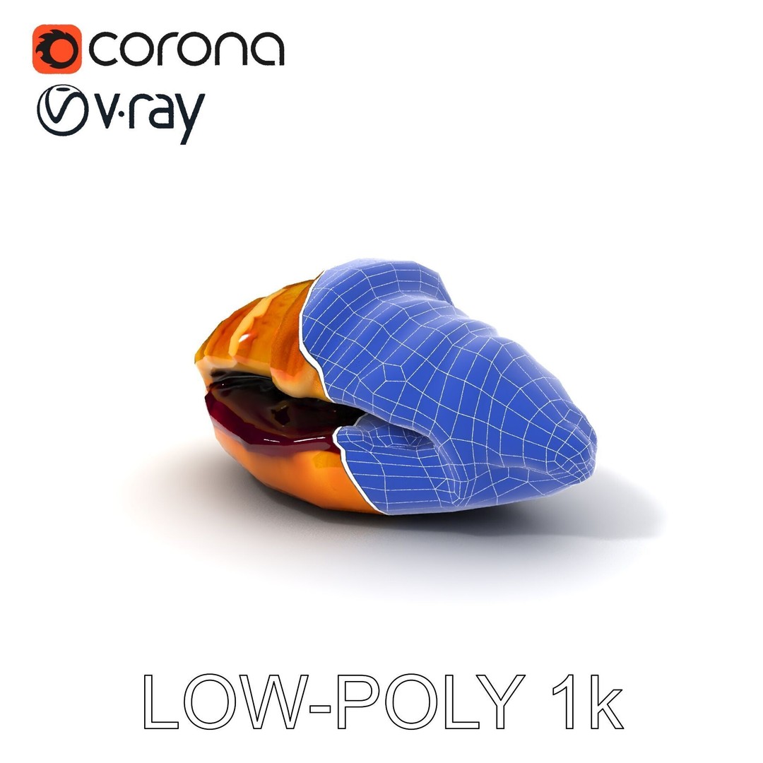 Delicious Croissant 3D Model – Low Poly PBR Asset for Games, FBX - View 8