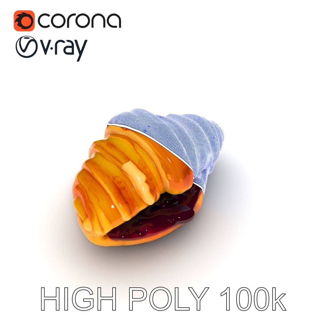 Delicious Croissant 3D Model – Low Poly PBR Asset for Games, FBX - View 9
