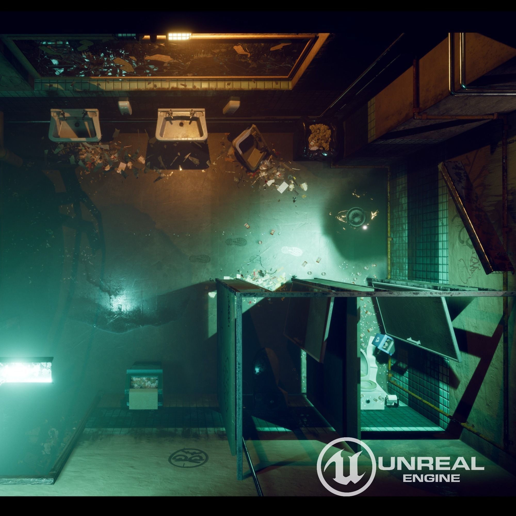 Creepy Public Bathroom Asset Pack - Low-Poly Game-Ready 3D Model - View 11