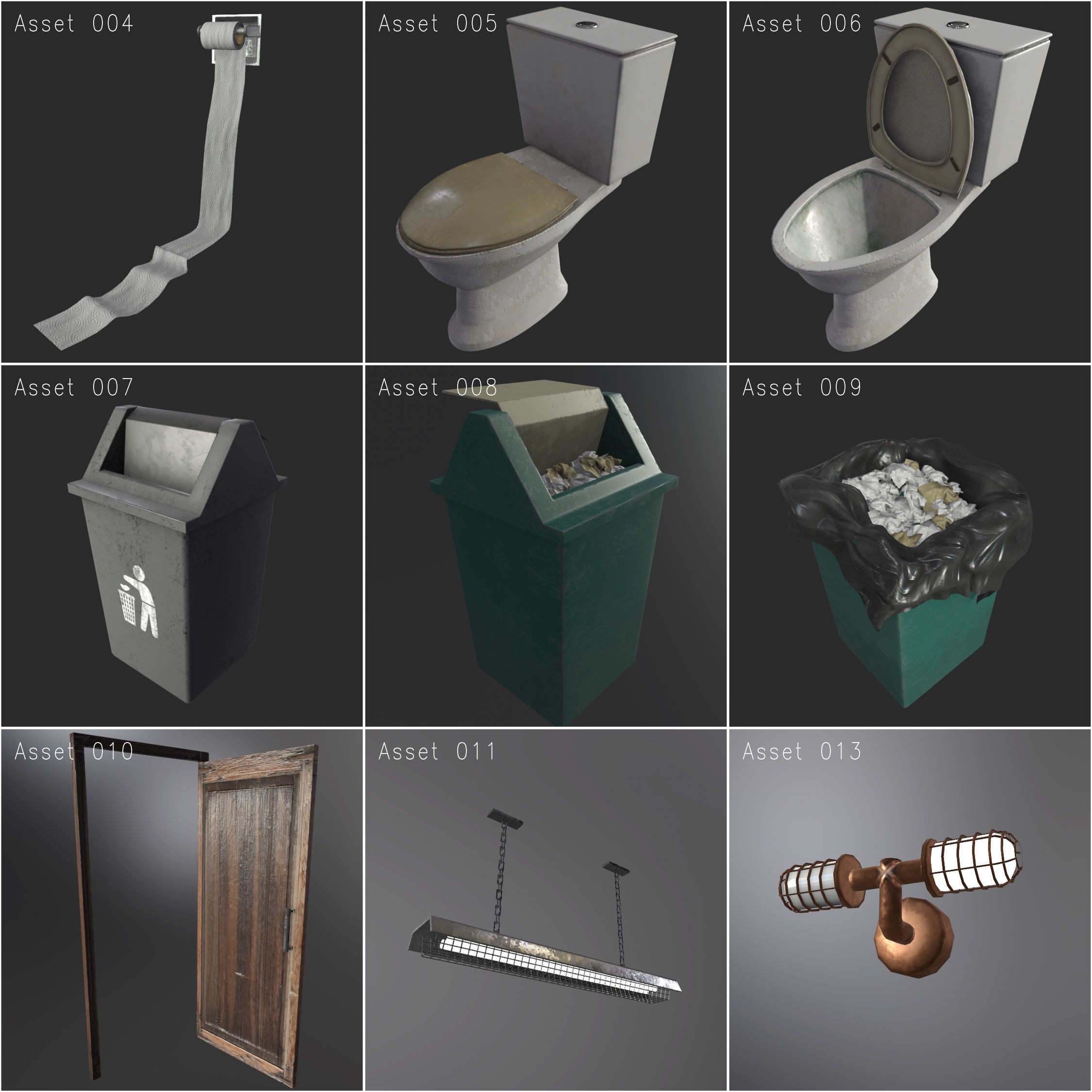 Creepy Public Bathroom Asset Pack - Low-Poly Game-Ready 3D Model - View 3
