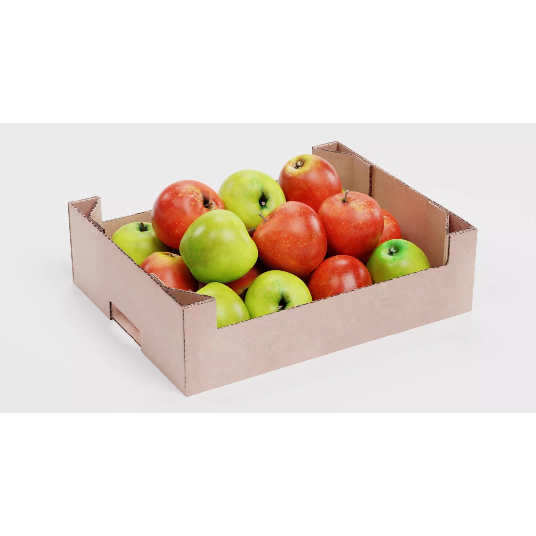 Fruit in Boxes 3D Model – Realistic Cardboard Produce Crates, Blender - View 10