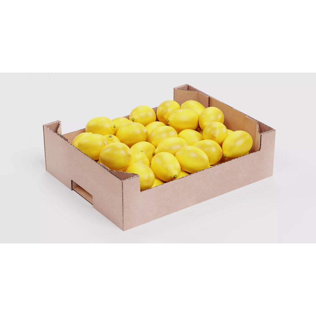 Fruit in Boxes 3D Model – Realistic Cardboard Produce Crates, Blender - View 12