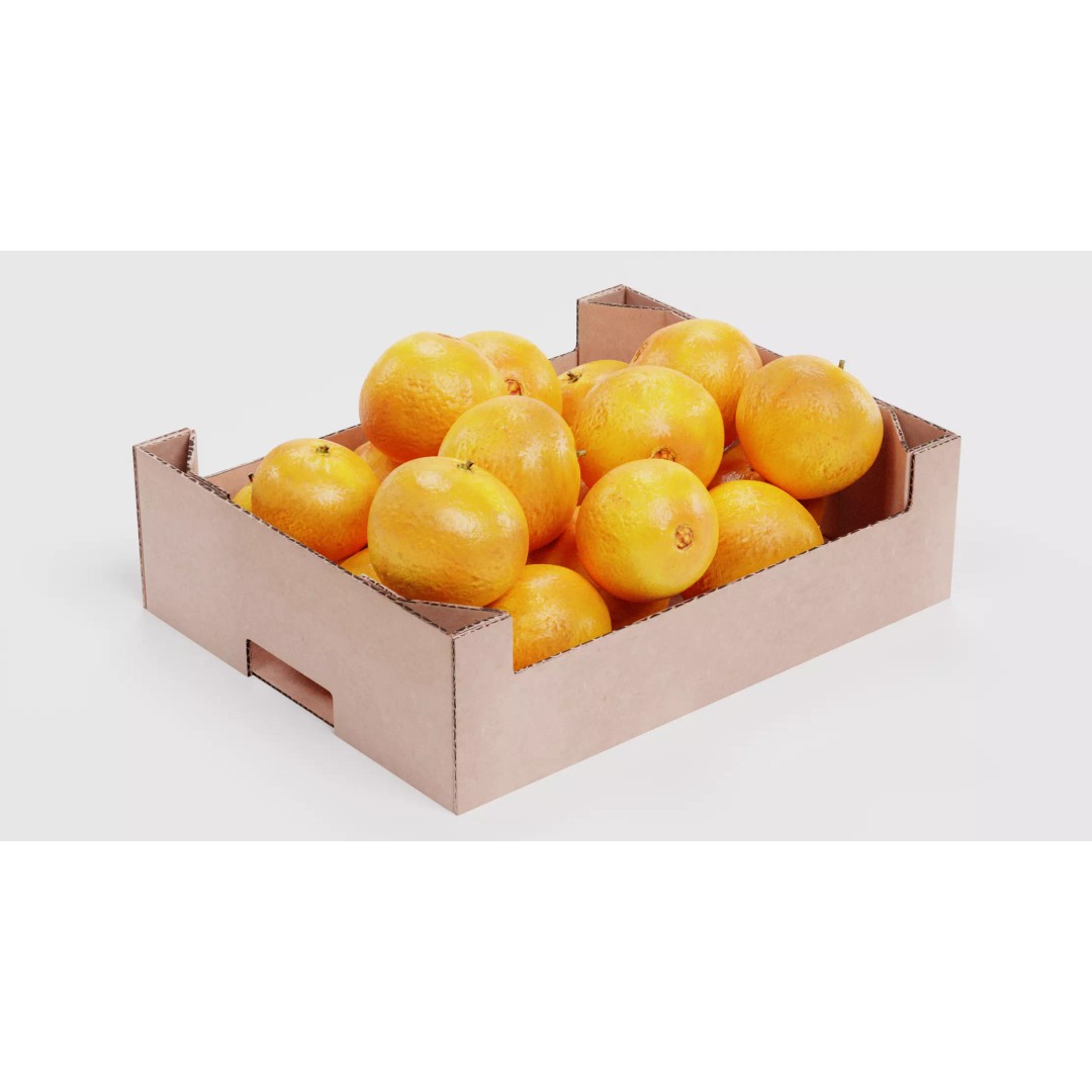 Fruit in Boxes 3D Model – Realistic Cardboard Produce Crates, Blender - View 13
