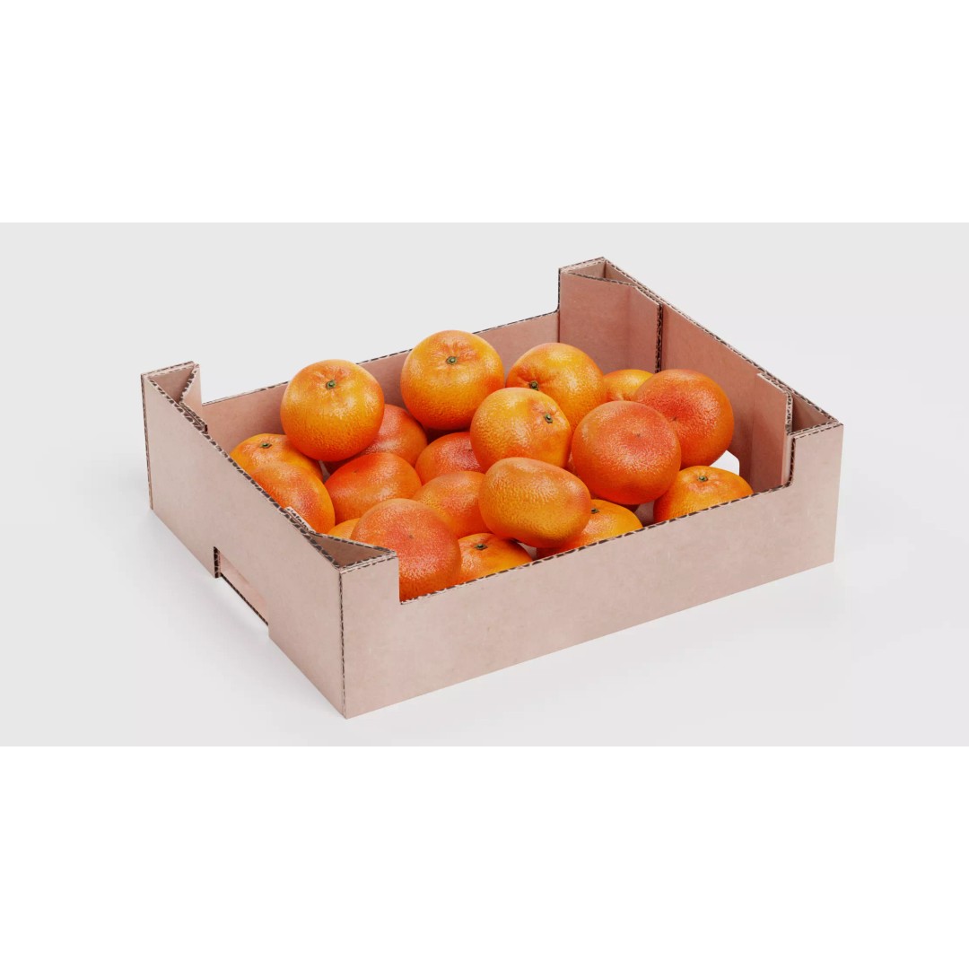Fruit in Boxes 3D Model – Realistic Cardboard Produce Crates, Blender - View 15