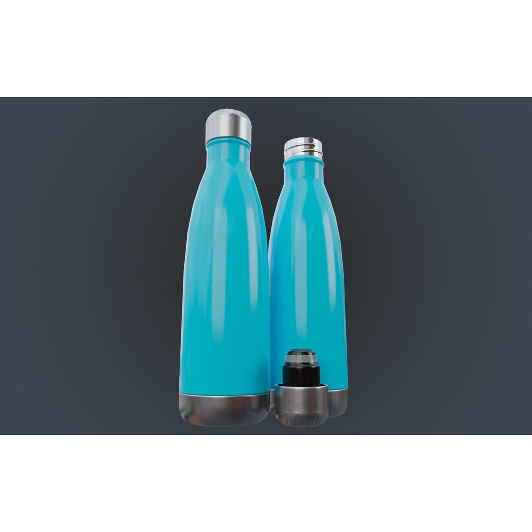 Insulated Water Bottle 3D Model – Low Poly PBR Game Asset, FBX - View 3
