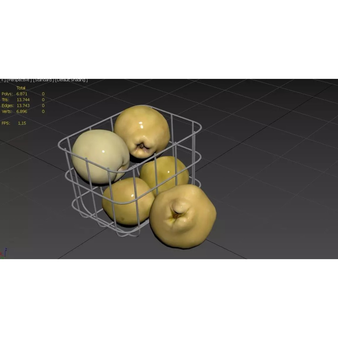 Quince 3D Model – Low Poly Game Asset, FBX, PBR Textures - View 4