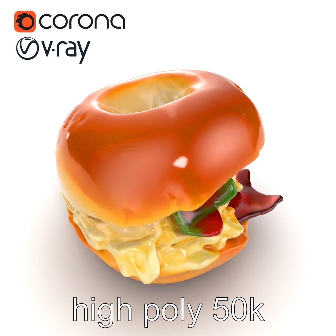 Bagel Breakfast Sandwich 3D Model – Low Poly PBR Culinary Asset, FBX - View 27
