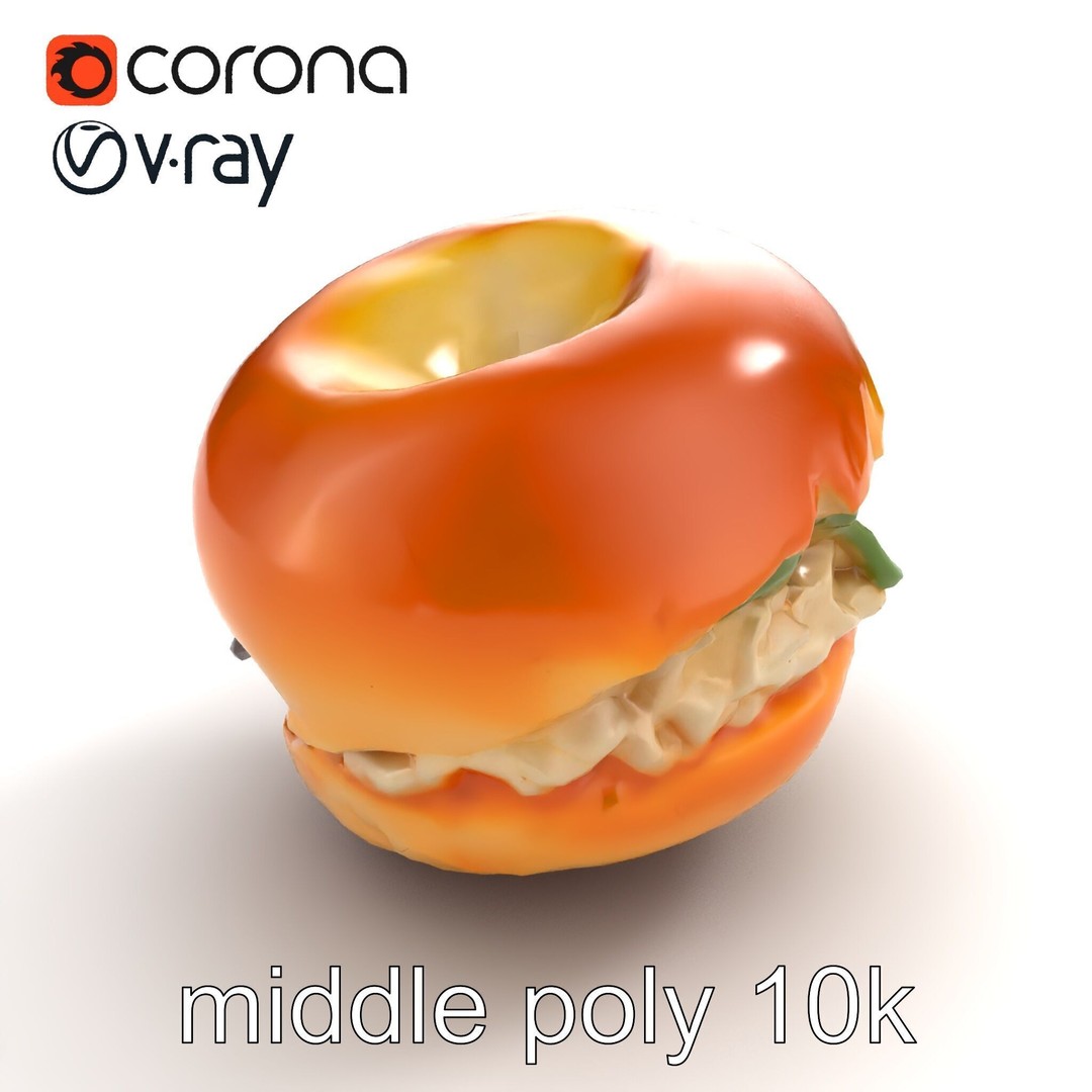 Bagel Breakfast Sandwich 3D Model – Low Poly PBR Culinary Asset, FBX - View 9