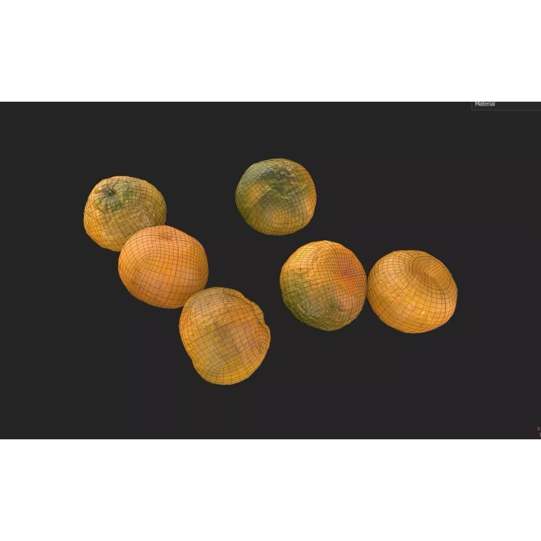 Tangerine 3D Model – Low Poly Fruit Asset, FBX, Game Ready