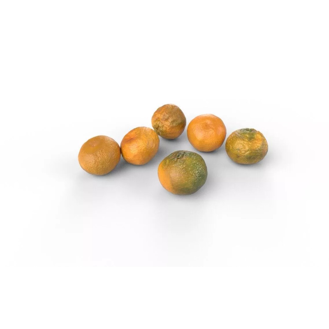 Tangerine 3D Model – Low Poly Fruit Asset, FBX, Game Ready - View 2