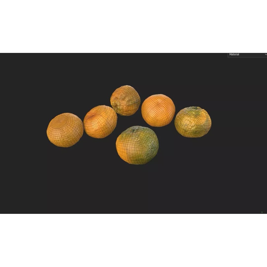 Tangerine 3D Model – Low Poly Fruit Asset, FBX, Game Ready - View 3