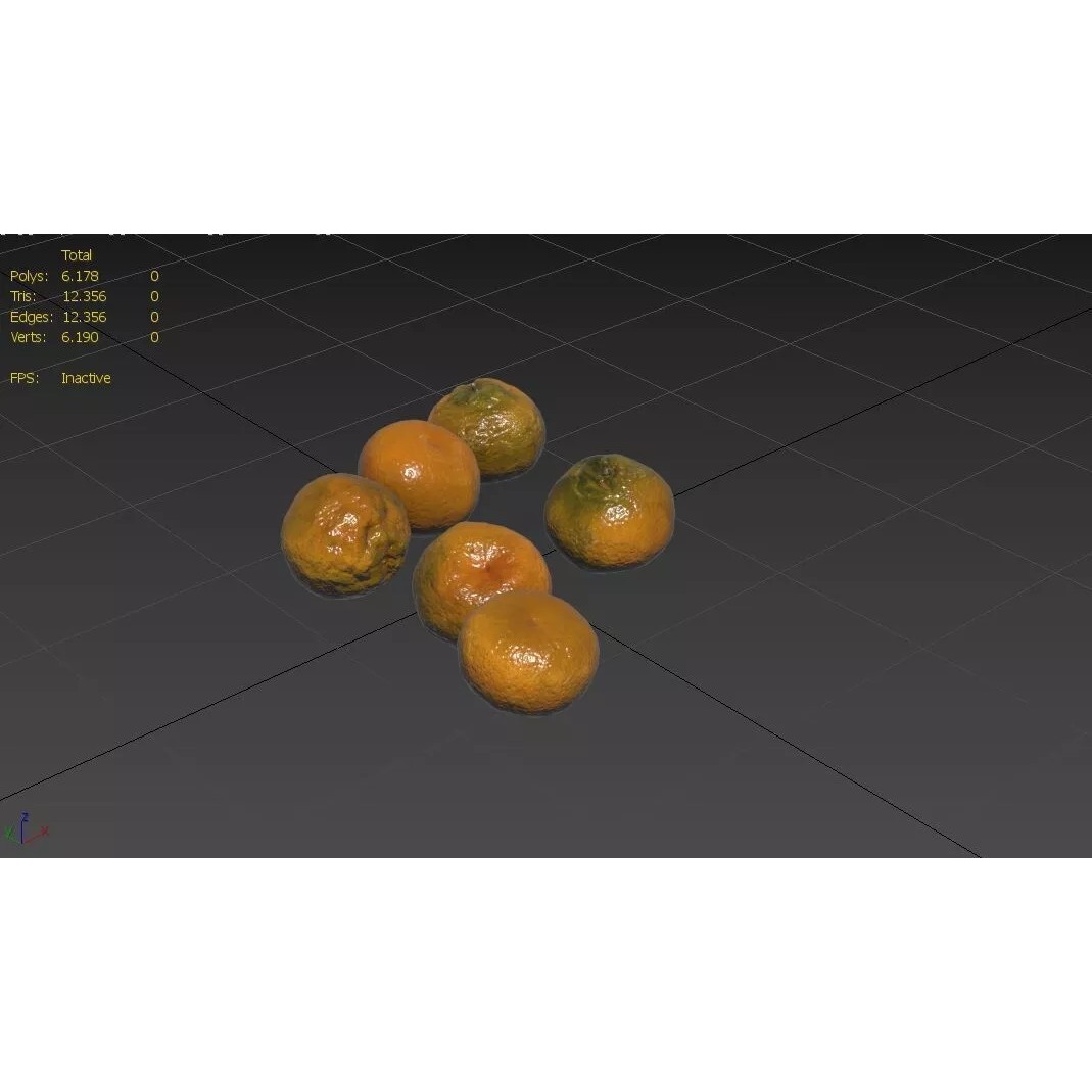 Tangerine 3D Model – Low Poly Fruit Asset, FBX, Game Ready - View 4