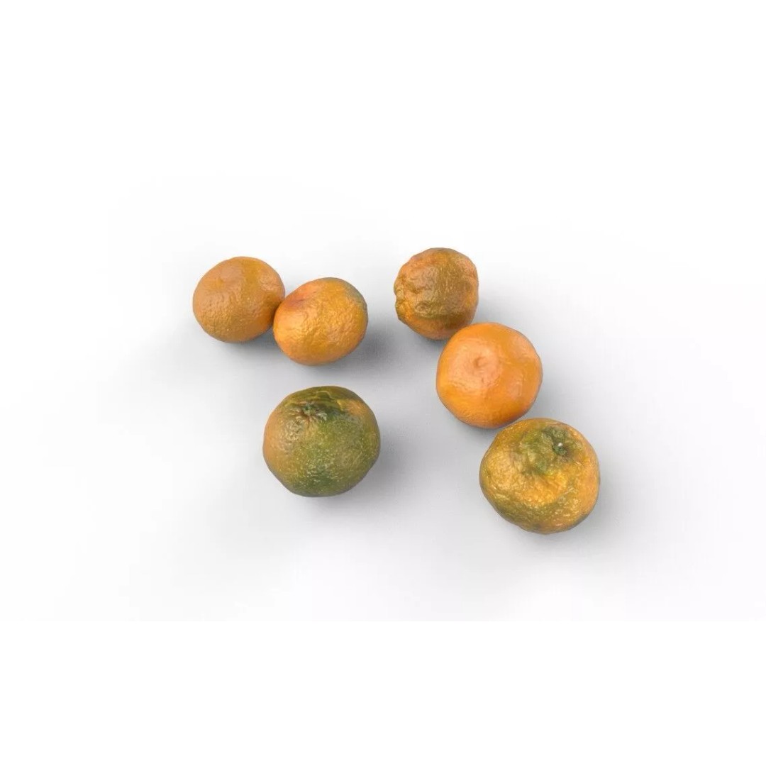 Tangerine 3D Model – Low Poly Fruit Asset, FBX, Game Ready - View 5