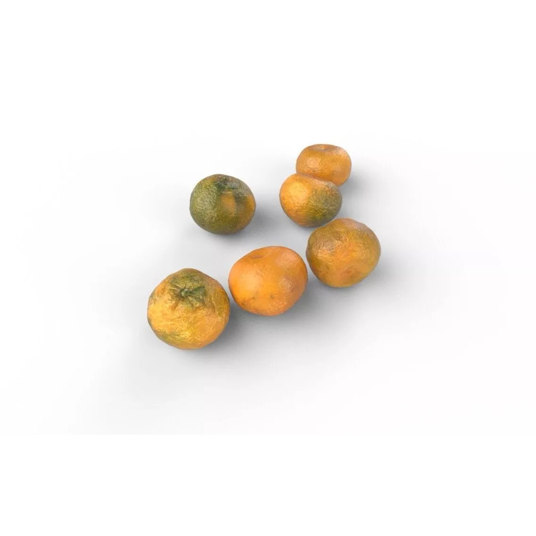 Tangerine 3D Model – Low Poly Fruit Asset, FBX, Game Ready - View 6