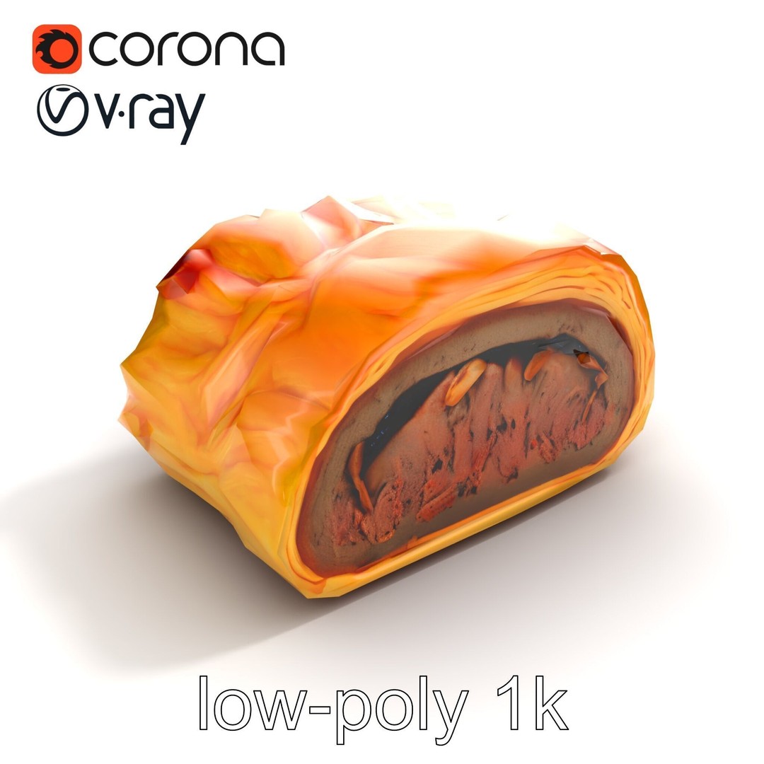 Beef Wellington 3D Model – Low Poly Culinary Asset, FBX & PBR Textures - View 10