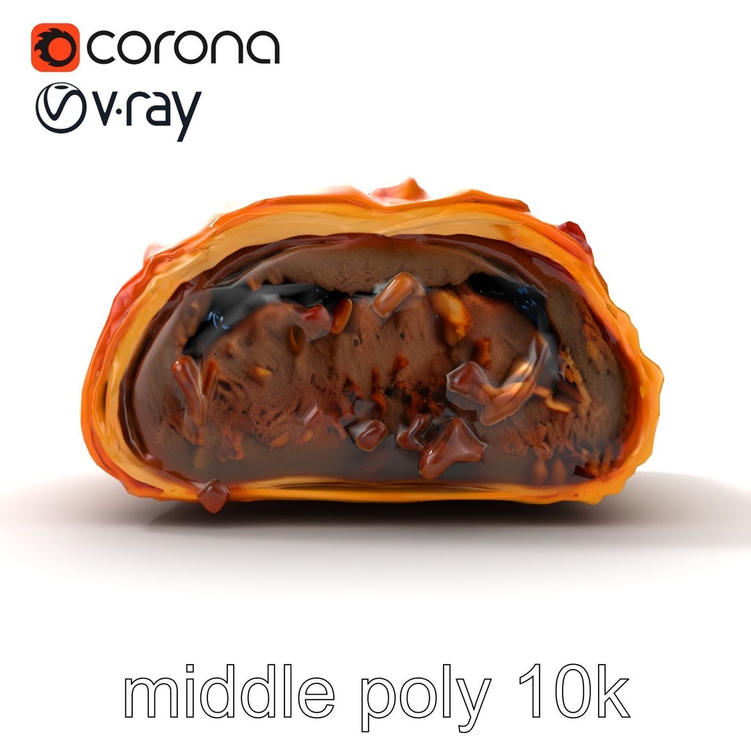 Beef Wellington 3D Model – Low Poly Culinary Asset, FBX & PBR Textures - View 14