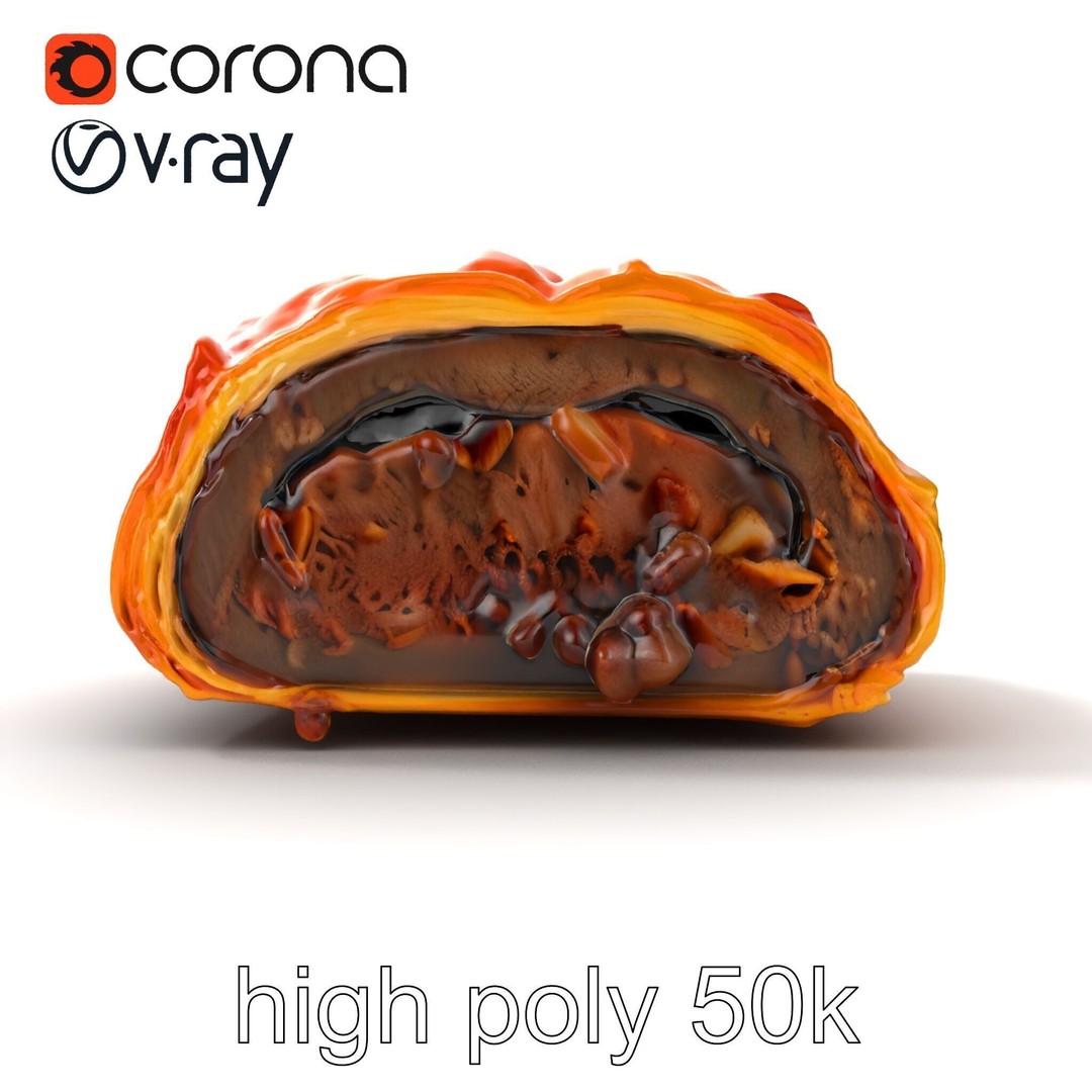 Beef Wellington 3D Model – Low Poly Culinary Asset, FBX & PBR Textures - View 28