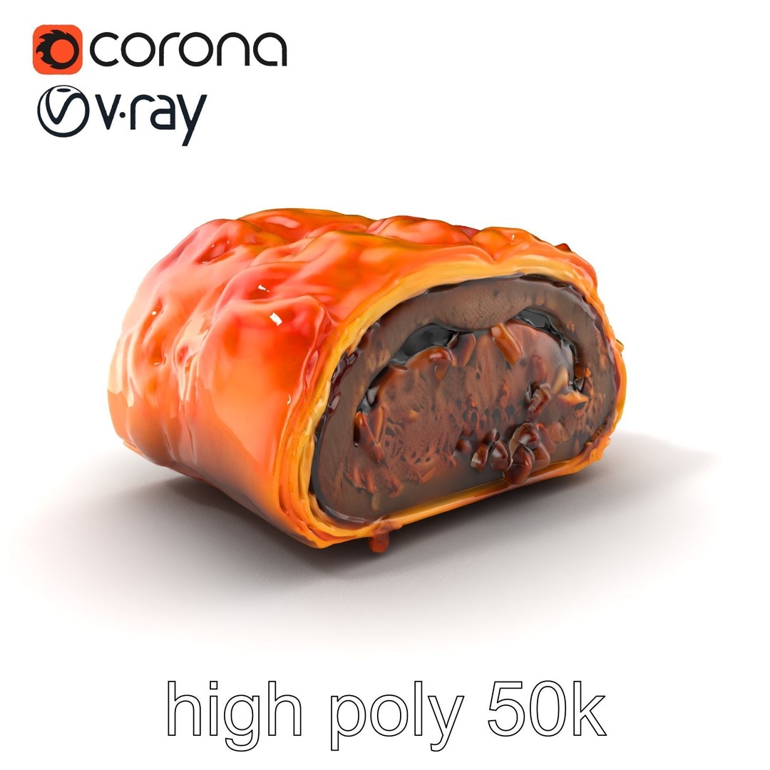 Beef Wellington 3D Model – Low Poly Culinary Asset, FBX & PBR Textures - View 3