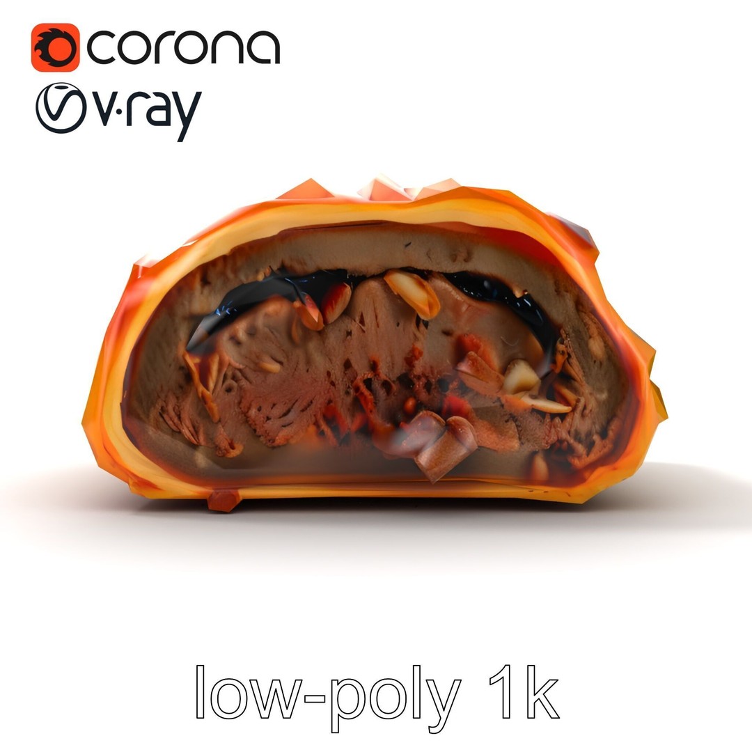 Beef Wellington 3D Model – Low Poly Culinary Asset, FBX & PBR Textures - View 30