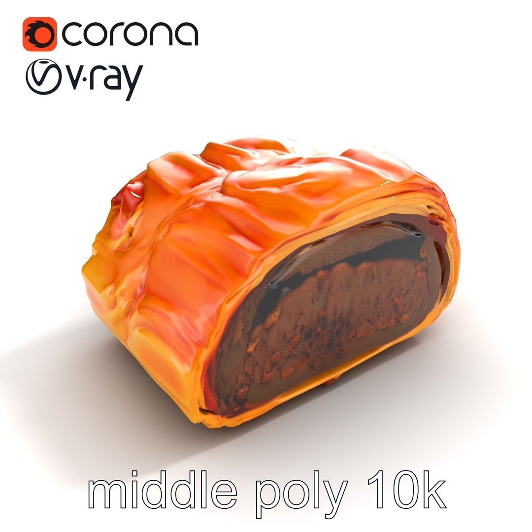 Beef Wellington 3D Model – Low Poly Culinary Asset, FBX & PBR Textures - View 9