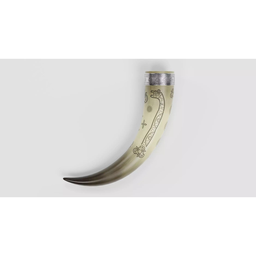 Viking Horn 3D Model – Ornate Norse Drinking Vessel, PBR Textures - View 2