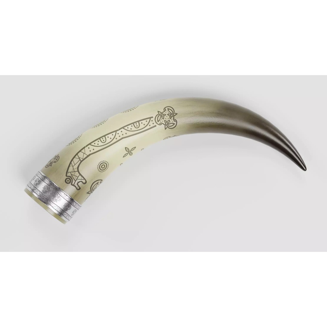 Viking Horn 3D Model – Ornate Norse Drinking Vessel, PBR Textures - View 4