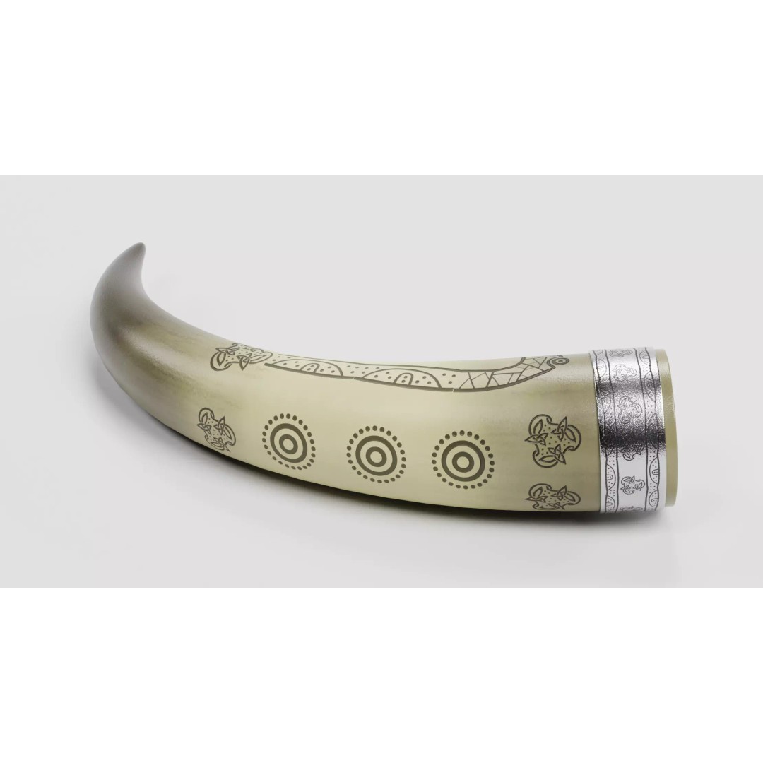 Viking Horn 3D Model – Ornate Norse Drinking Vessel, PBR Textures - View 6