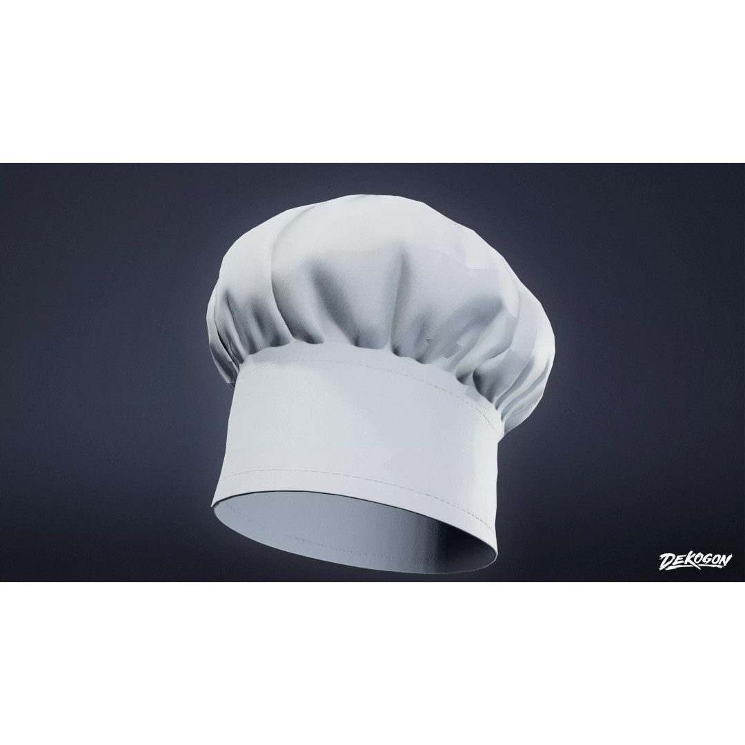 Chef Hat 3D Model – Low Poly PBR Asset, FBX for Games - View 2