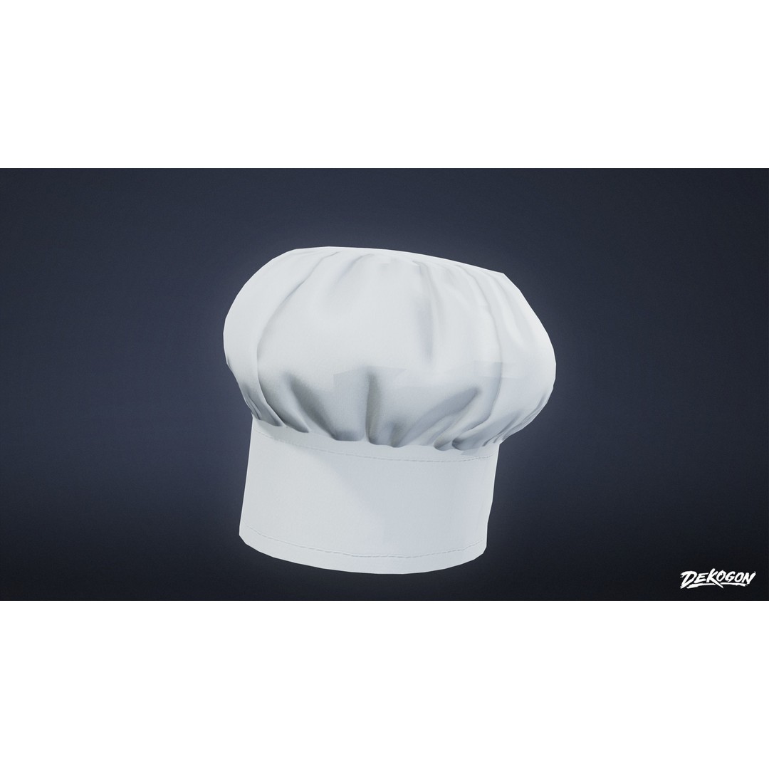 Chef Hat 3D Model – Low Poly PBR Asset, FBX for Games - View 3