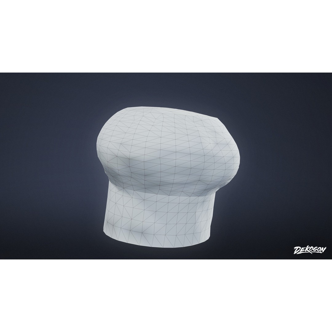 Chef Hat 3D Model – Low Poly PBR Asset, FBX for Games - View 4