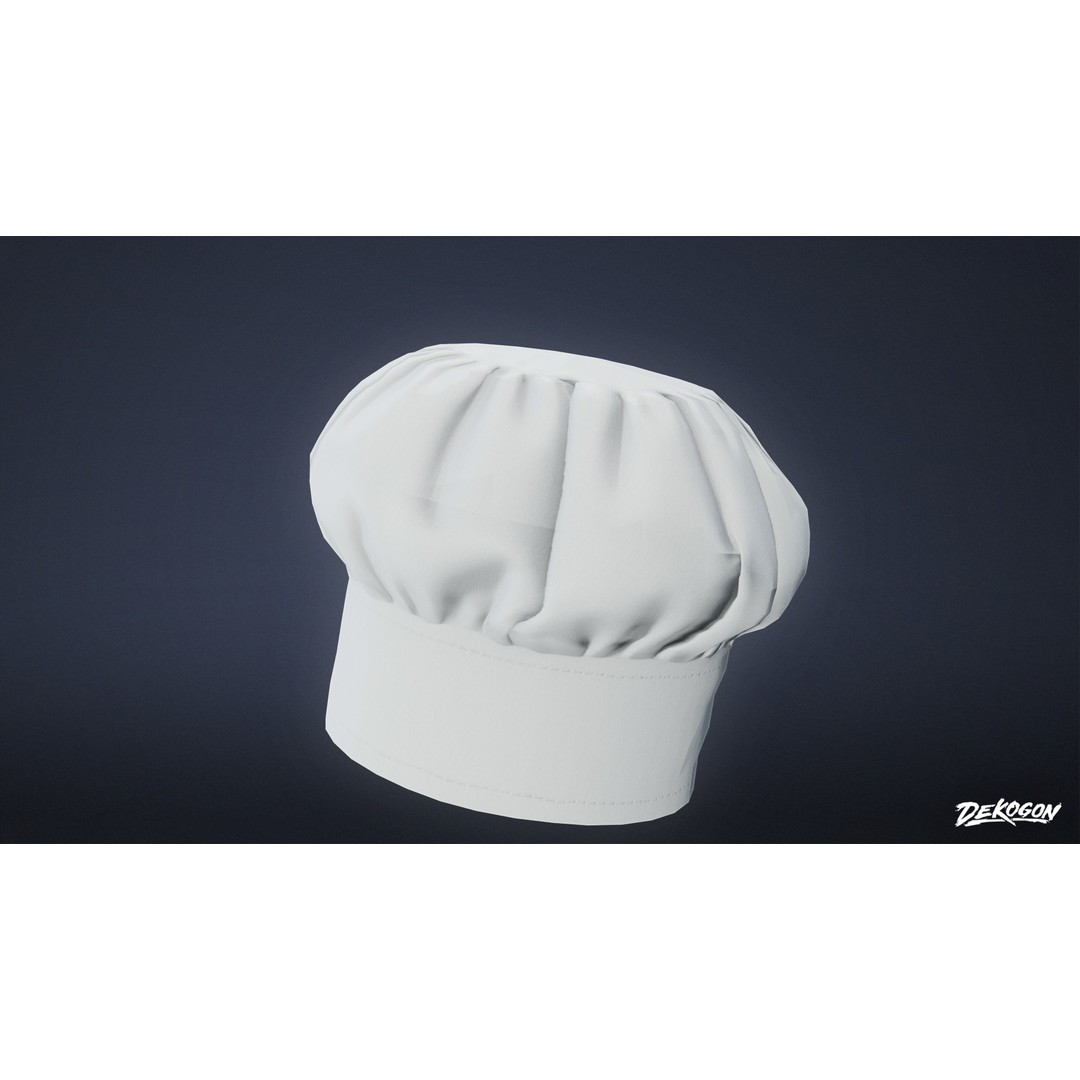 Chef Hat 3D Model – Low Poly PBR Asset, FBX for Games - View 5