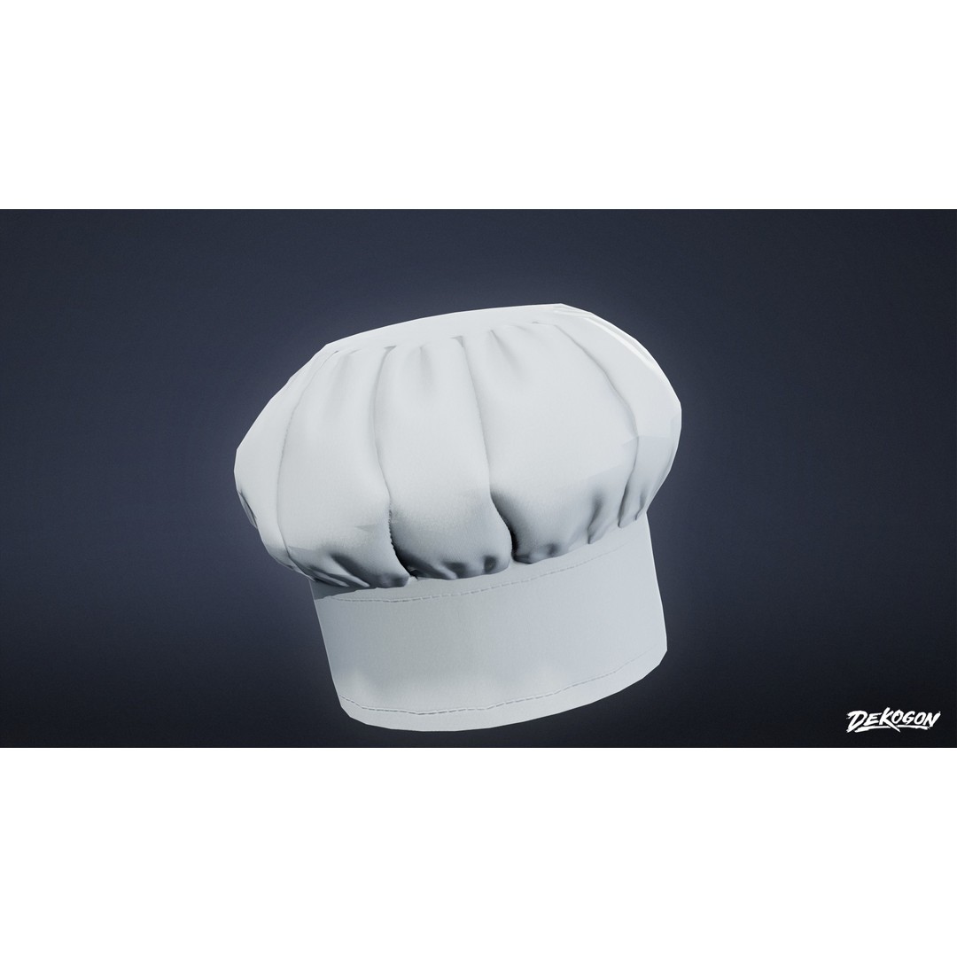 Chef Hat 3D Model – Low Poly PBR Asset, FBX for Games - View 6