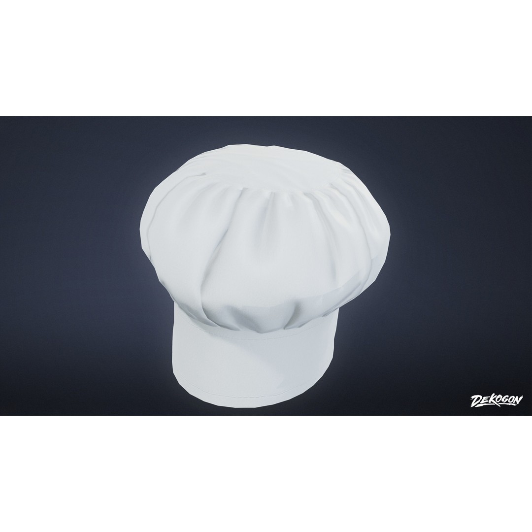 Chef Hat 3D Model – Low Poly PBR Asset, FBX for Games - View 7
