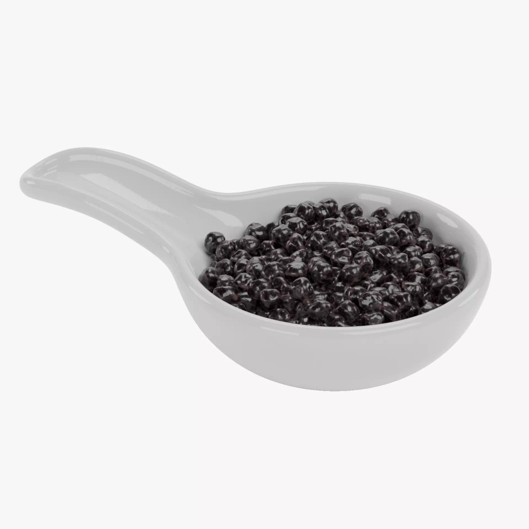Black Caviar 3D Model – Realistic Food Asset with Spoon, Blender