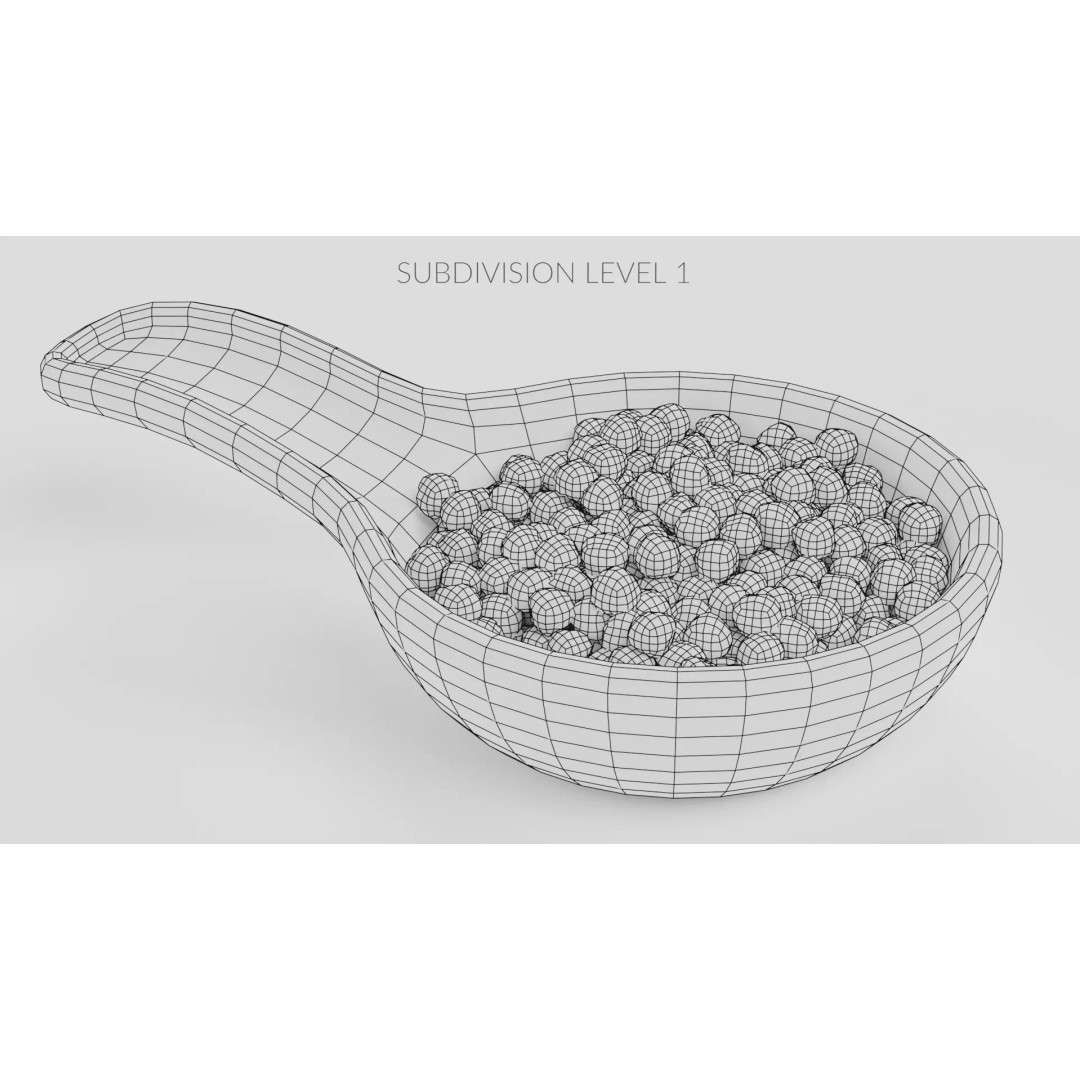 Black Caviar 3D Model – Realistic Food Asset with Spoon, Blender - View 10