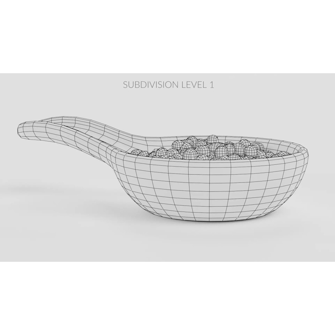 Black Caviar 3D Model – Realistic Food Asset with Spoon, Blender - View 12
