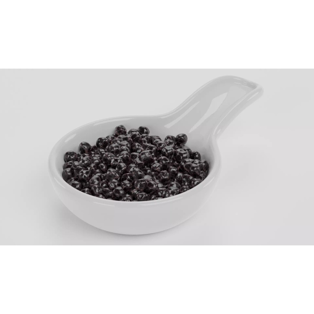 Black Caviar 3D Model – Realistic Food Asset with Spoon, Blender - View 2