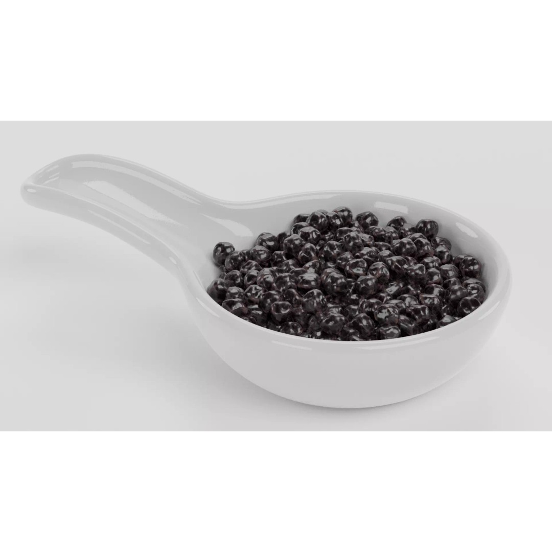 Black Caviar 3D Model – Realistic Food Asset with Spoon, Blender - View 3