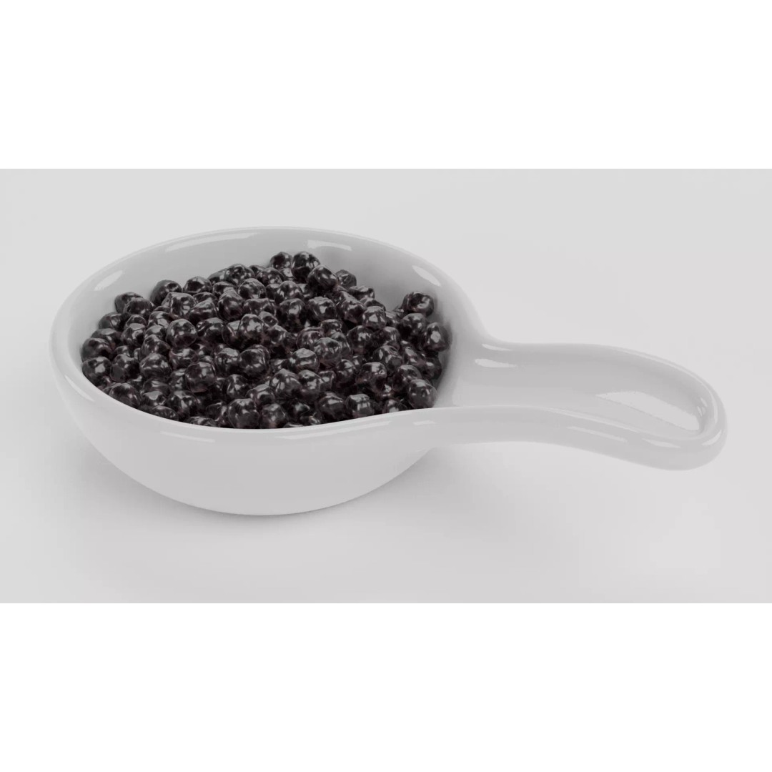 Black Caviar 3D Model – Realistic Food Asset with Spoon, Blender - View 6