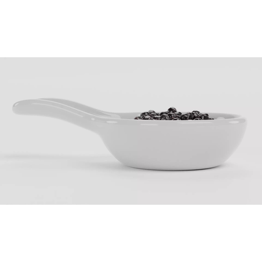 Black Caviar 3D Model – Realistic Food Asset with Spoon, Blender - View 7