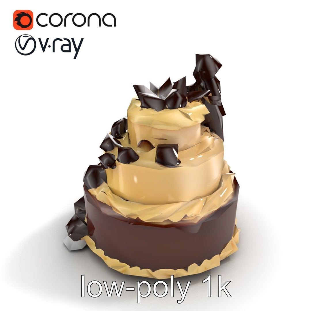 Three-Tier Chocolate Figurine Cake 3D Model – Low Poly PBR Asset, FBX - View 10