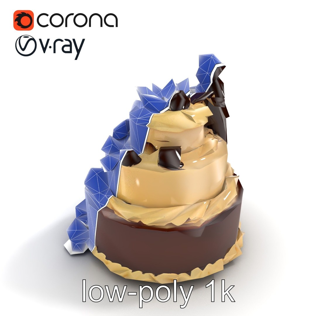 Three-Tier Chocolate Figurine Cake 3D Model – Low Poly PBR Asset, FBX - View 12