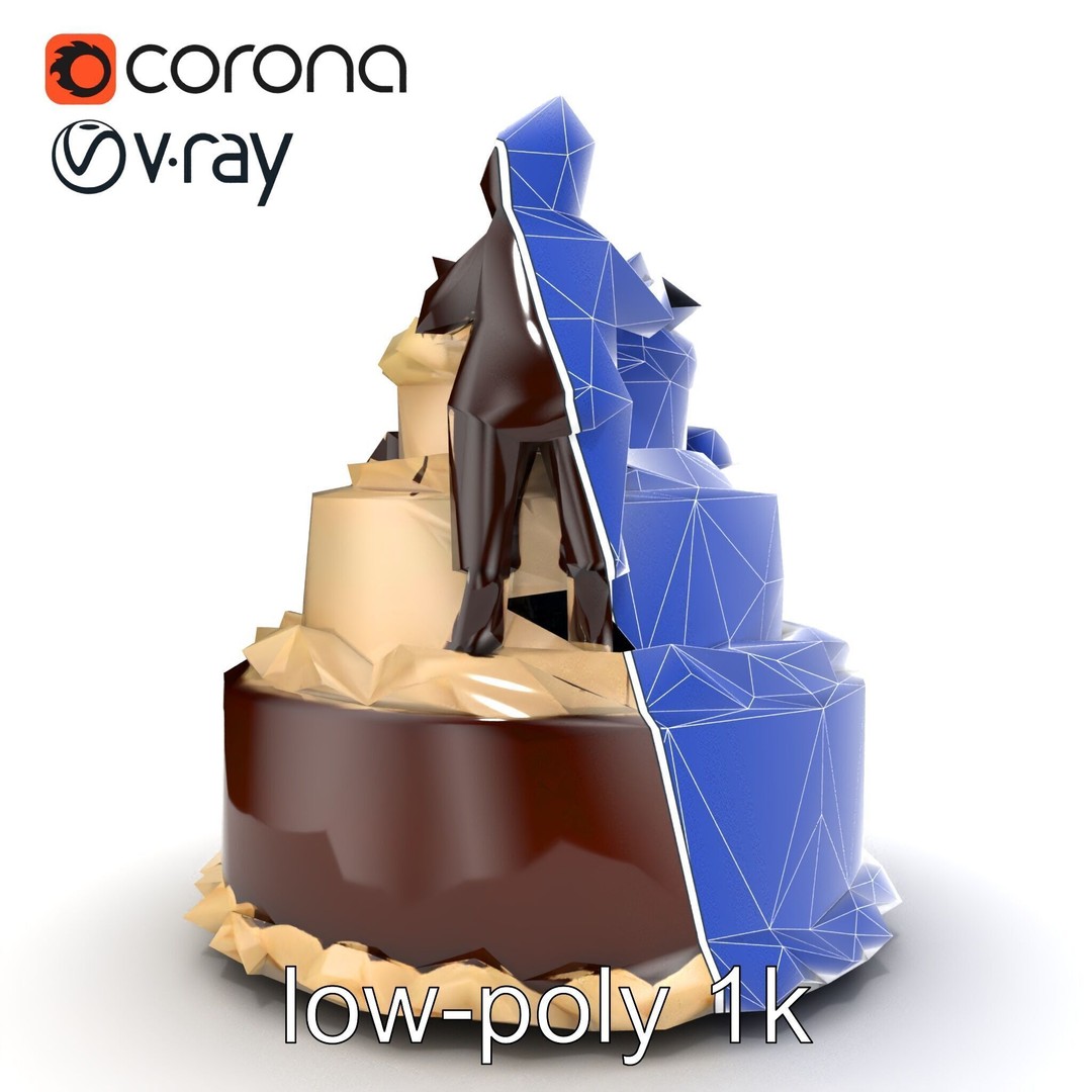 Three-Tier Chocolate Figurine Cake 3D Model – Low Poly PBR Asset, FBX - View 20