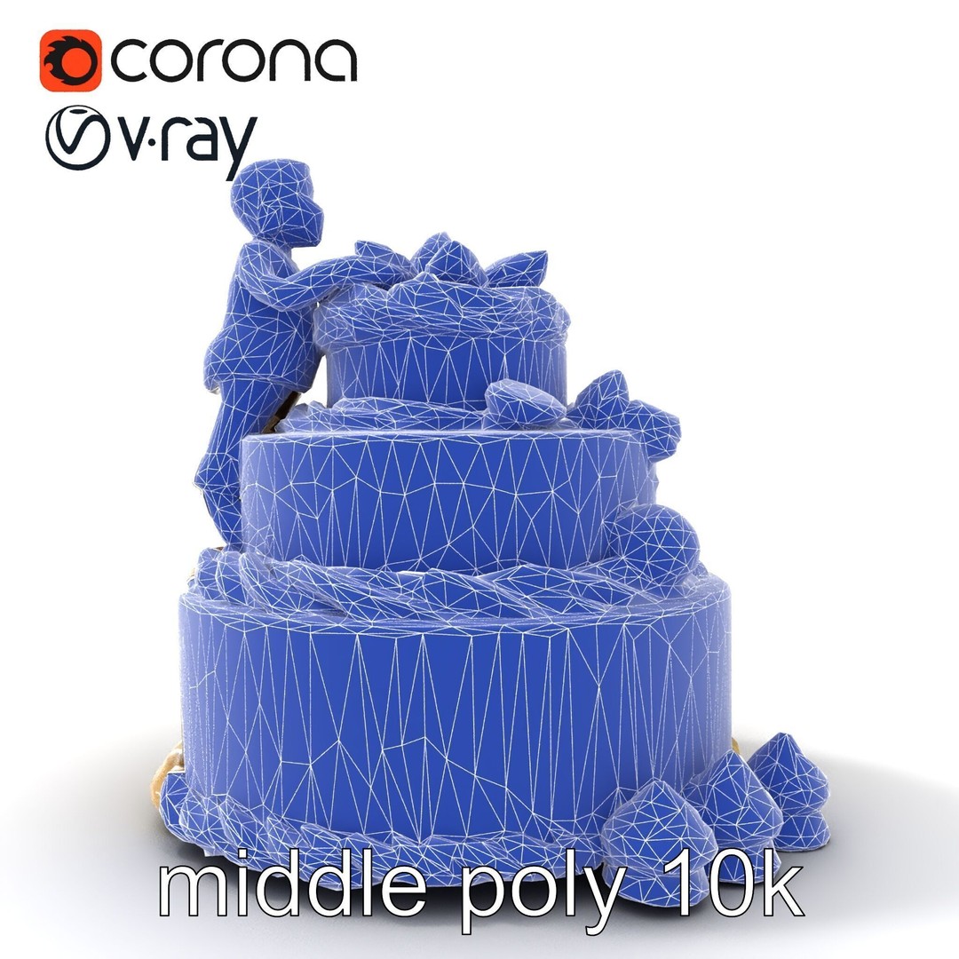 Three-Tier Chocolate Figurine Cake 3D Model – Low Poly PBR Asset, FBX - View 31