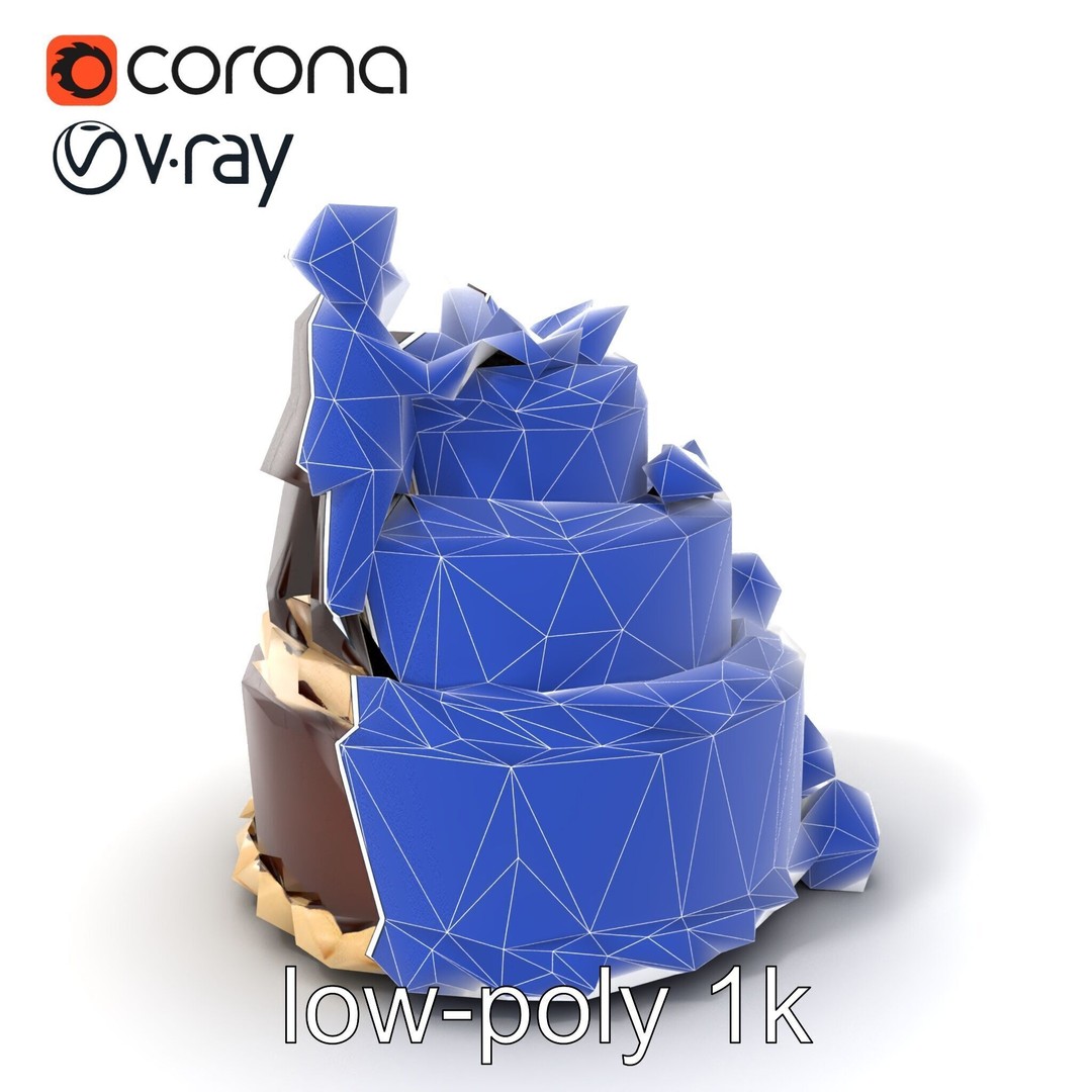 Three-Tier Chocolate Figurine Cake 3D Model – Low Poly PBR Asset, FBX - View 8
