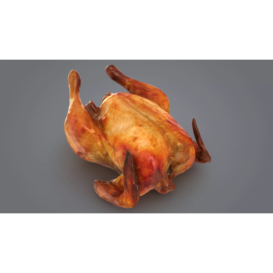 Roast Chicken 3D Model – Low Poly PBR Game Asset, FBX - View 3
